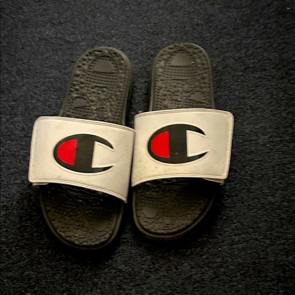 Champion Kids Slide Sandals - Black, White, and Red - Picture 1 of 3